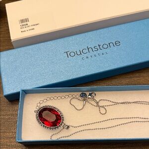 Touchstone Crystal Red Alert Pendant Necklace